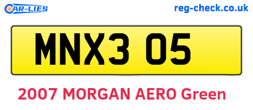 MNX305 are the vehicle registration plates.