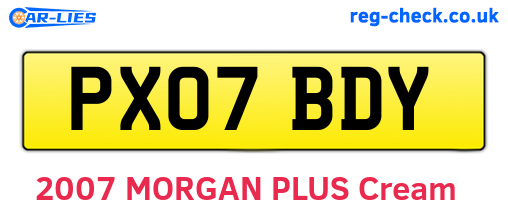 PX07BDY are the vehicle registration plates.
