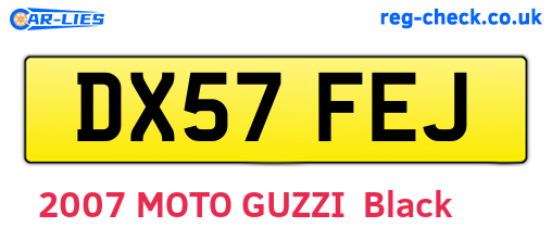 DX57FEJ are the vehicle registration plates.