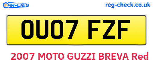 OU07FZF are the vehicle registration plates.