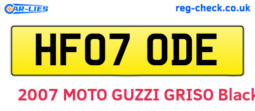 HF07ODE are the vehicle registration plates.