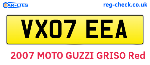 VX07EEA are the vehicle registration plates.