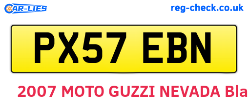 PX57EBN are the vehicle registration plates.