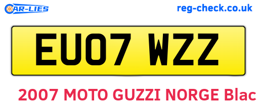 EU07WZZ are the vehicle registration plates.