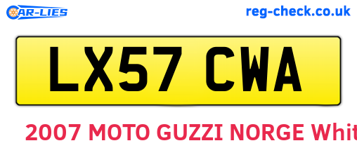 LX57CWA are the vehicle registration plates.