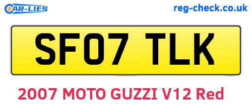 SF07TLK are the vehicle registration plates.