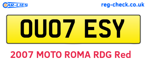 OU07ESY are the vehicle registration plates.