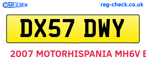 DX57DWY are the vehicle registration plates.