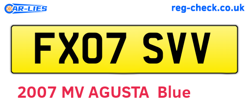 FX07SVV are the vehicle registration plates.