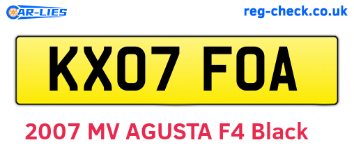 KX07FOA are the vehicle registration plates.