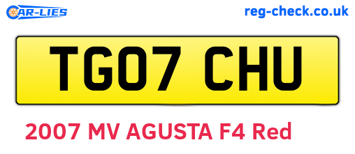 TG07CHU are the vehicle registration plates.