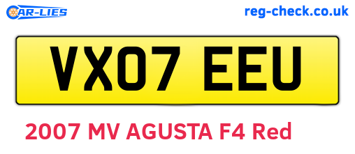 VX07EEU are the vehicle registration plates.