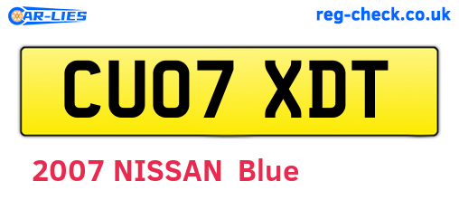 CU07XDT are the vehicle registration plates.