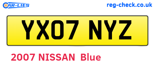 YX07NYZ are the vehicle registration plates.