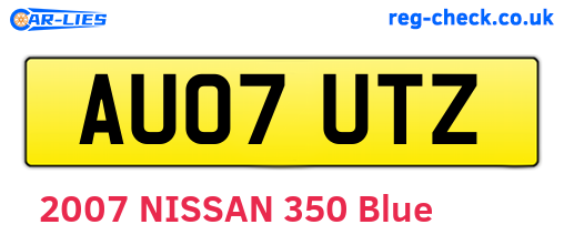 AU07UTZ are the vehicle registration plates.