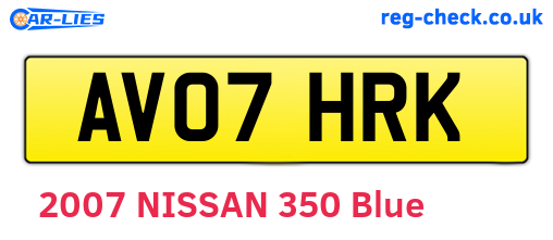 AV07HRK are the vehicle registration plates.