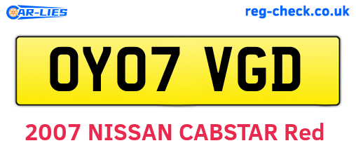 OY07VGD are the vehicle registration plates.