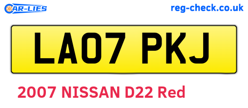LA07PKJ are the vehicle registration plates.