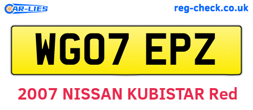 WG07EPZ are the vehicle registration plates.