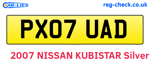 PX07UAD are the vehicle registration plates.
