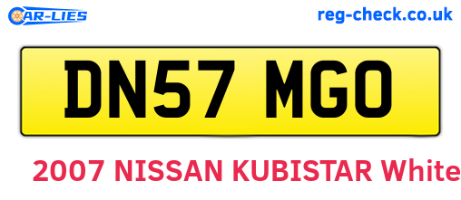 DN57MGO are the vehicle registration plates.