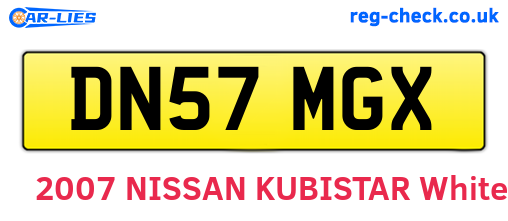 DN57MGX are the vehicle registration plates.
