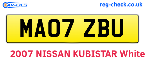 MA07ZBU are the vehicle registration plates.