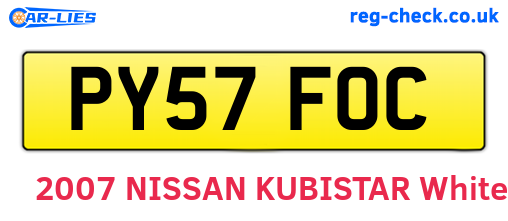 PY57FOC are the vehicle registration plates.