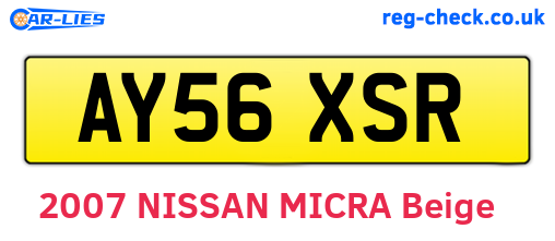 AY56XSR are the vehicle registration plates.