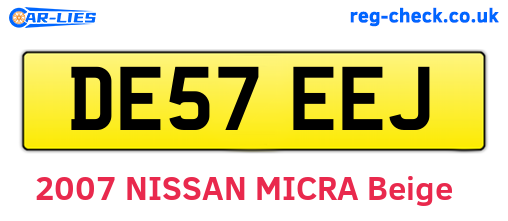 DE57EEJ are the vehicle registration plates.