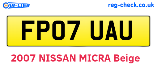 FP07UAU are the vehicle registration plates.