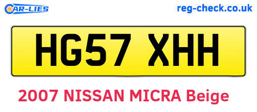 HG57XHH are the vehicle registration plates.
