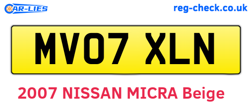 MV07XLN are the vehicle registration plates.
