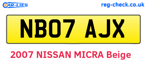 NB07AJX are the vehicle registration plates.