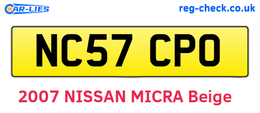 NC57CPO are the vehicle registration plates.