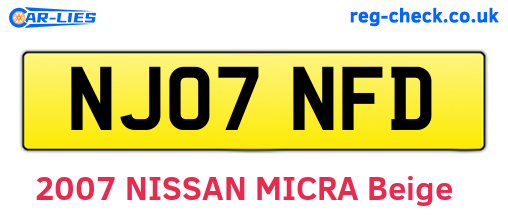 NJ07NFD are the vehicle registration plates.