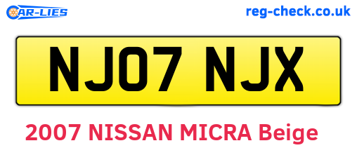 NJ07NJX are the vehicle registration plates.