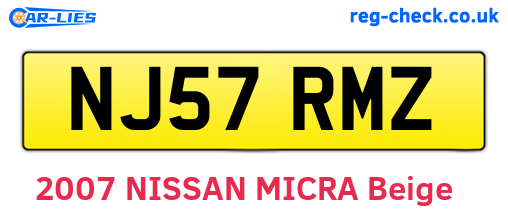 NJ57RMZ are the vehicle registration plates.