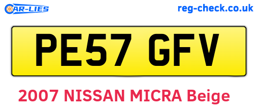 PE57GFV are the vehicle registration plates.