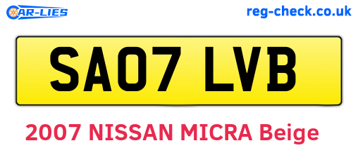 SA07LVB are the vehicle registration plates.