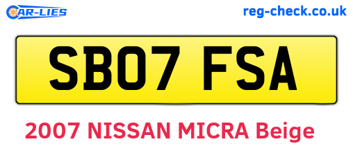 SB07FSA are the vehicle registration plates.