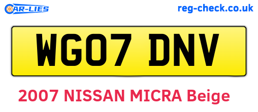 WG07DNV are the vehicle registration plates.