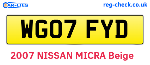 WG07FYD are the vehicle registration plates.