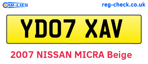 YD07XAV are the vehicle registration plates.