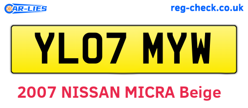YL07MYW are the vehicle registration plates.