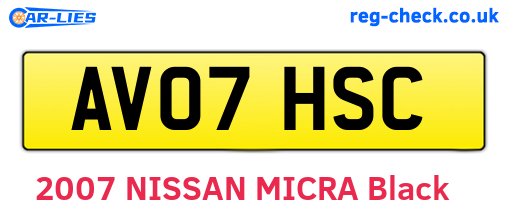 AV07HSC are the vehicle registration plates.