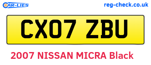 CX07ZBU are the vehicle registration plates.