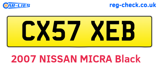 CX57XEB are the vehicle registration plates.