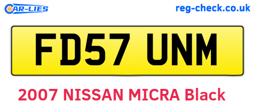 FD57UNM are the vehicle registration plates.