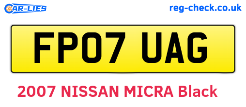 FP07UAG are the vehicle registration plates.